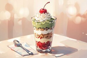 スイーツ・パウダー・チェリーのイラスト素材｜商用利用可