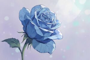 青いバラ・葉・光のイラスト素材｜商用利用可