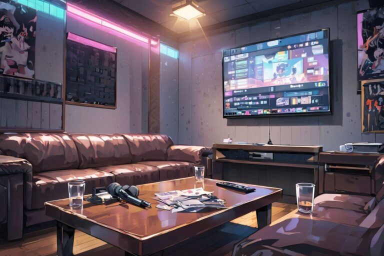 スチームパンク・ゲームルーム・ネオンライトのイラスト素材｜商用利用可