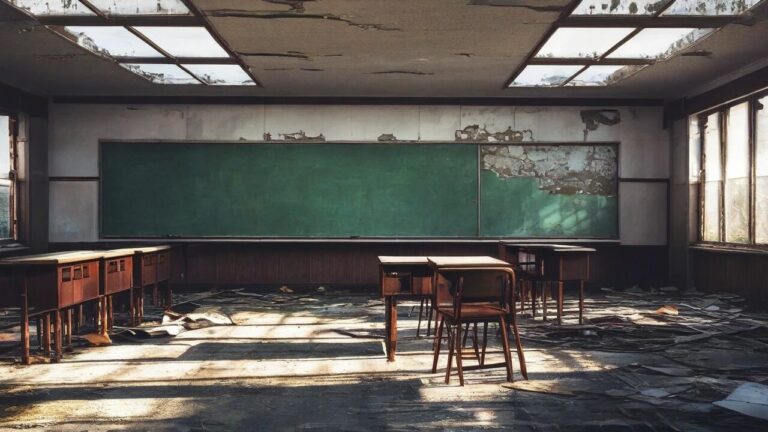 空き教室・廃墟・荒廃のイラスト素材｜商用利用可