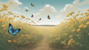 草原・蝶・春の風景のイラスト素材｜商用利用可