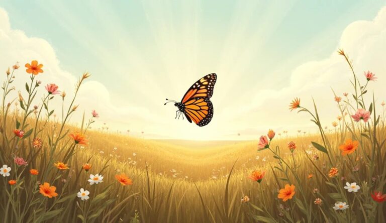 メイプル蝶・花畑・春の光のイラスト素材｜商用利用可