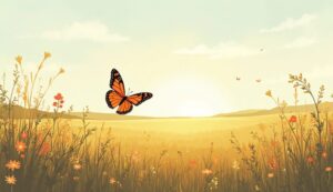 花畑・メダカ・夕焼けのイラスト素材｜商用利用可