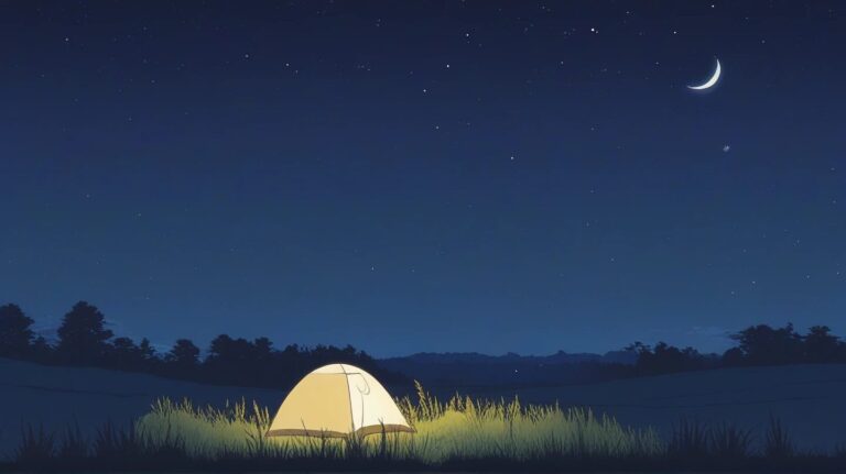 キャンプ・星空・月のイラスト素材｜商用利用可