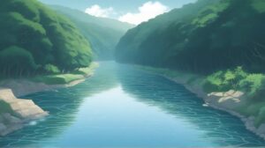 自然風景・川・緑豊かのイラスト素材｜商用利用可