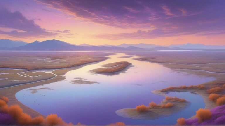 夕焼け・風景・河川のイラスト素材｜商用利用可