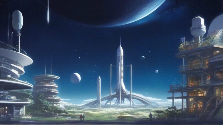 未来都市・宇宙空間・ロケットのイラスト素材｜商用利用可