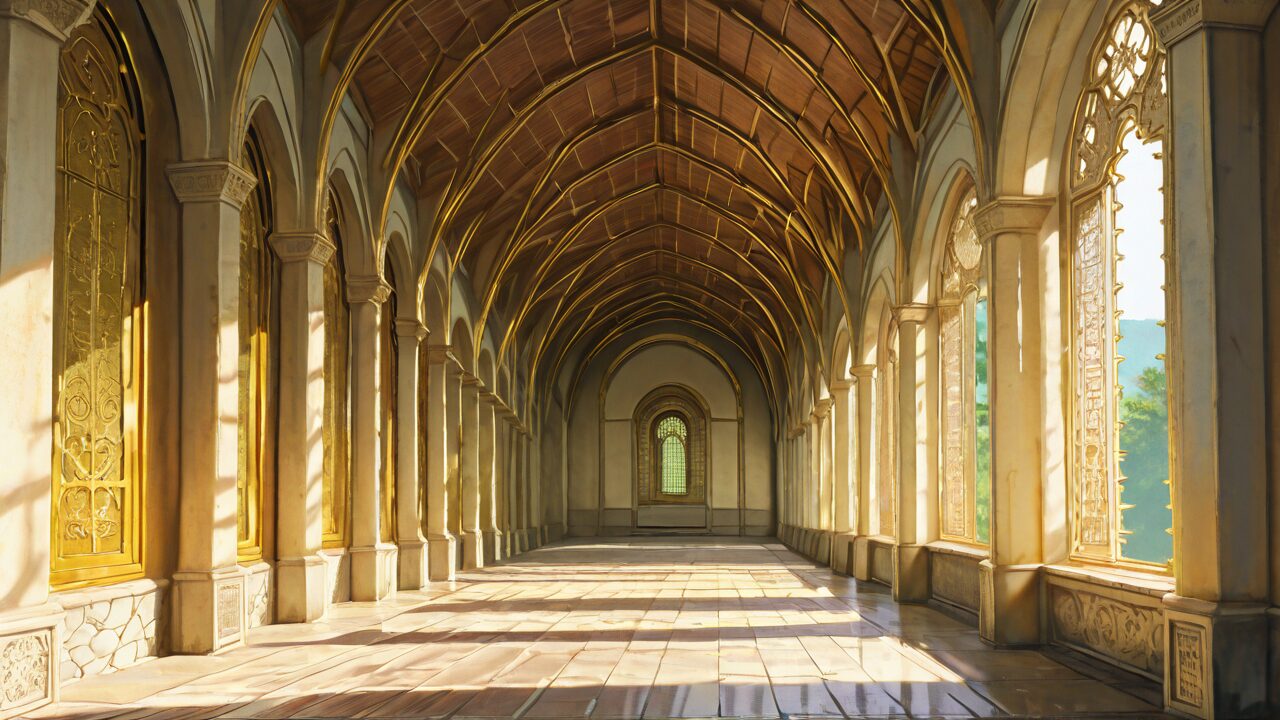 廊下・アーチ・窓のイラスト素材