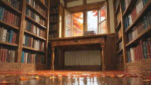 書架・テーブル・窓のイラスト素材｜商用利用可