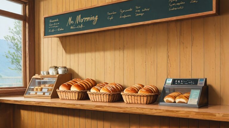 木製壁・パン・カフェのイラスト素材｜商用利用可