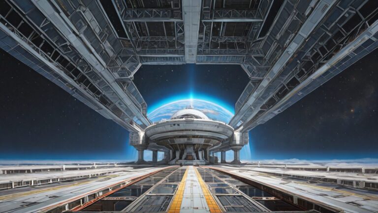 宇宙ステーション・地球・金属構造のイラスト素材｜商用利用可