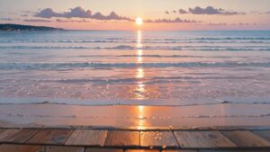 海・波・夕日のイラスト素材｜商用利用可