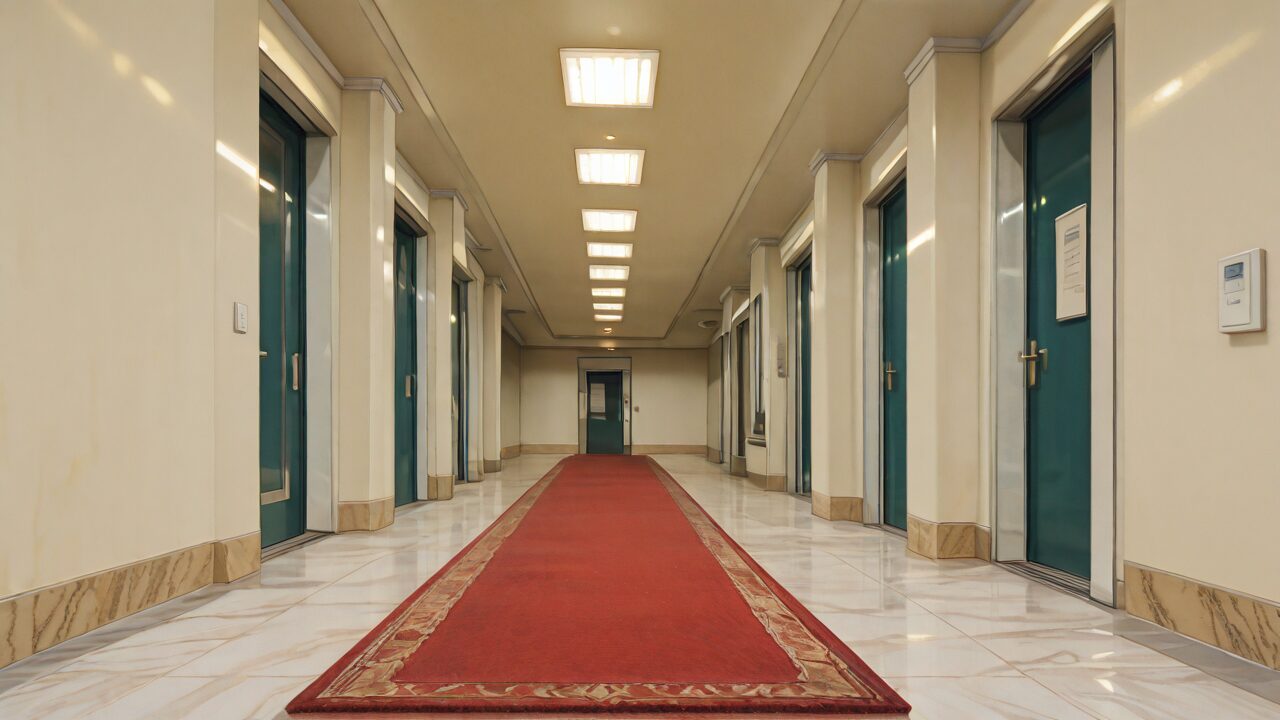 廊下・ドア・カーペットのイラスト素材