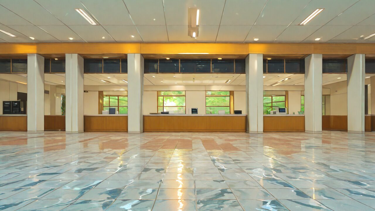 広間・柱・タイルのイラスト素材