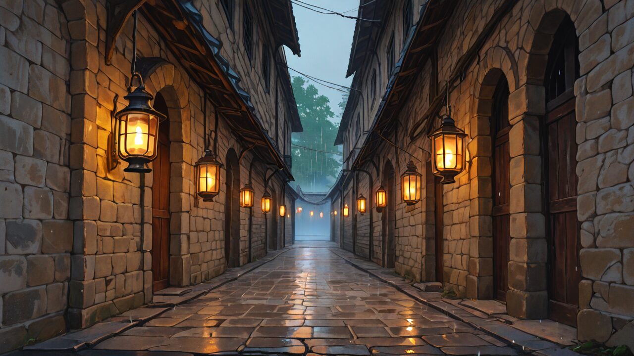 石畳・石造り・街のイラスト素材