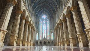 教会・彩色ガラス・柱のイラスト素材｜商用利用可