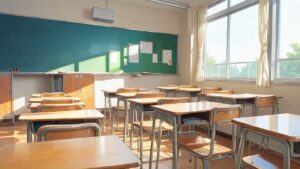 教室・机・黒板のイラスト素材｜商用利用可