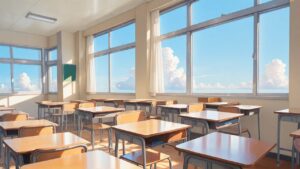 教室・机・窓のイラスト素材｜商用利用可