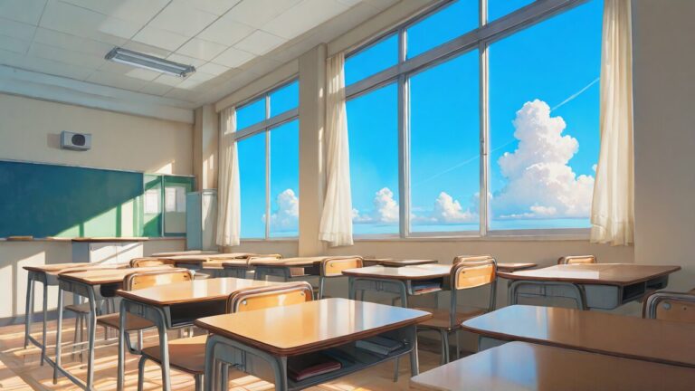 教室・窓・机のイラスト素材｜商用利用可