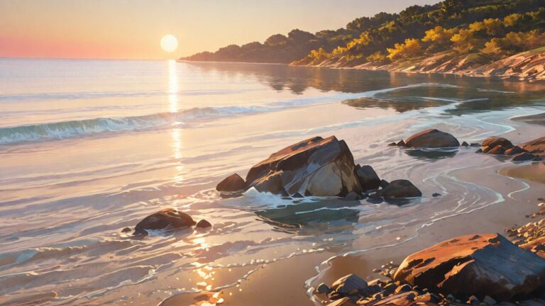 海・砂浜・岩のイラスト素材｜商用利用可