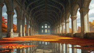 廊下・柱・秋葉のイラスト素材｜商用利用可