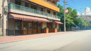 店舗・道路・電柱のイラスト素材｜商用利用可