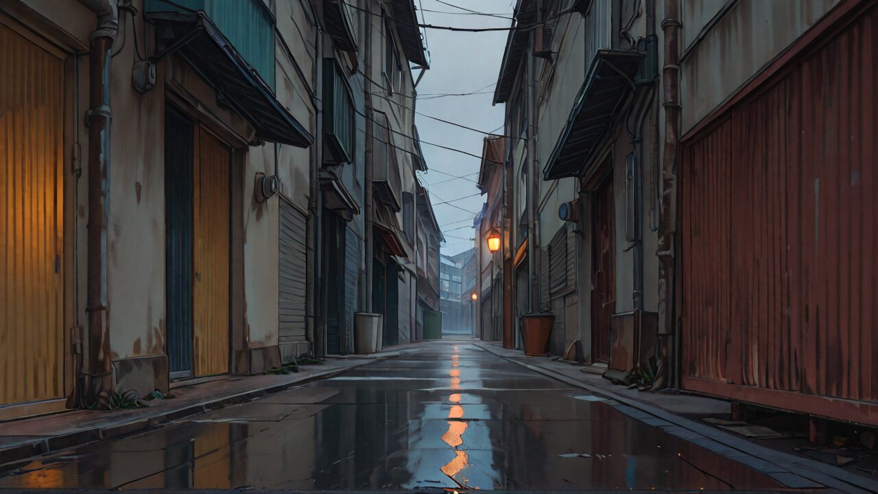 小道・建物・屋外のイラスト素材