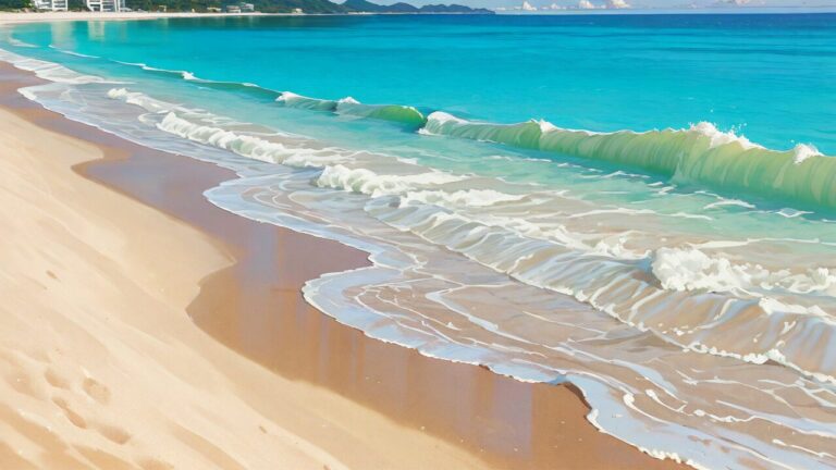 海・砂浜・波のイラスト素材｜商用利用可