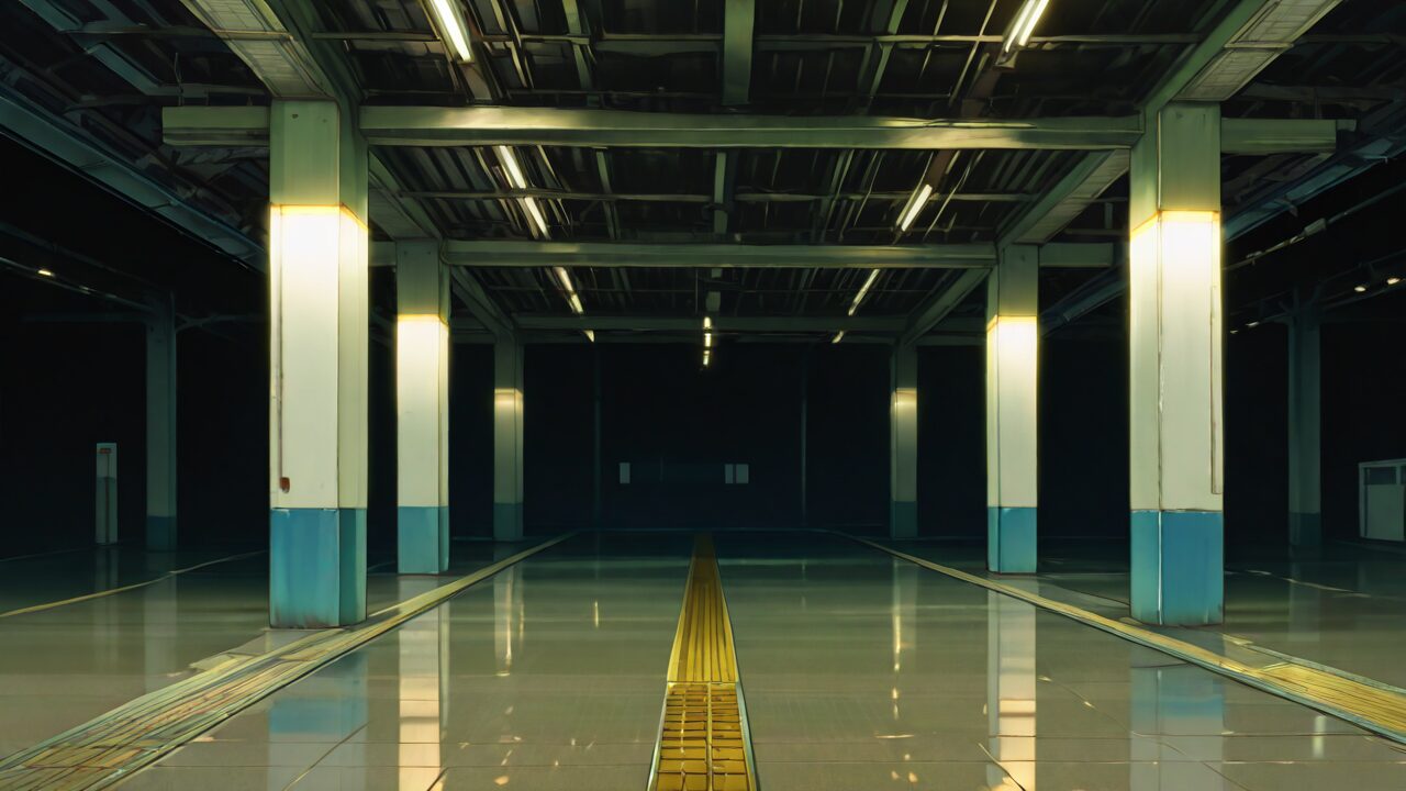 電車・駅・柱のイラスト素材