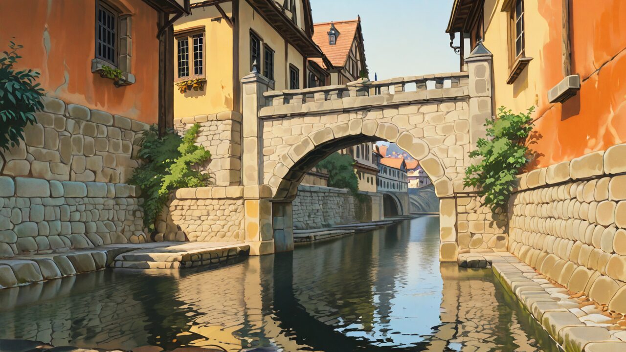 橋・運河・石造りのイラスト素材