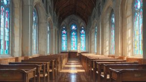 教会・窓・長椅のイラスト素材｜商用利用可