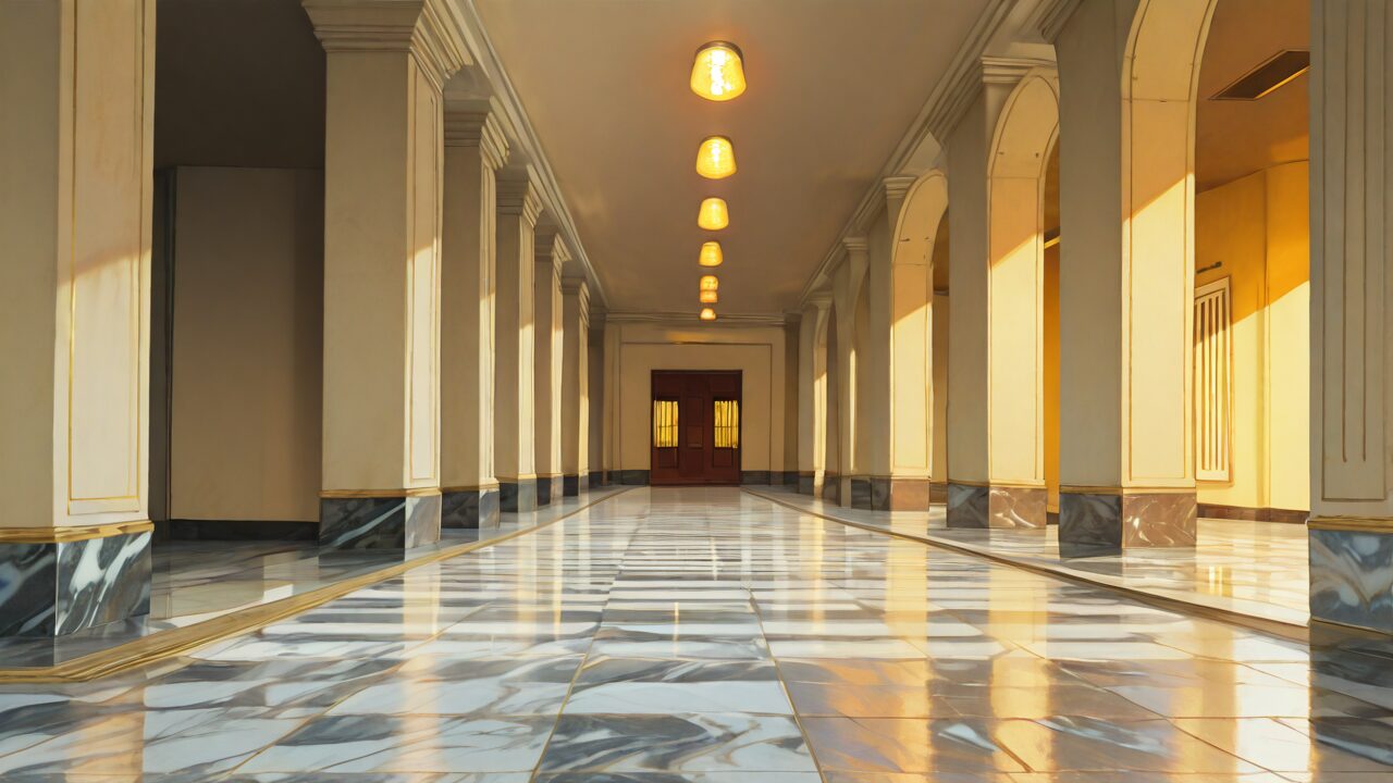 廊下・柱・フローリングのイラスト素材