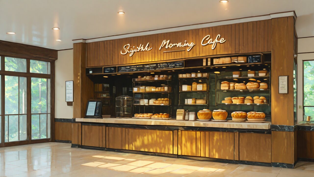 カフェ・パン・窓のイラスト素材