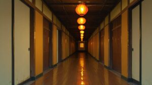 廊下・木製・紙灯籠のイラスト素材｜商用利用可