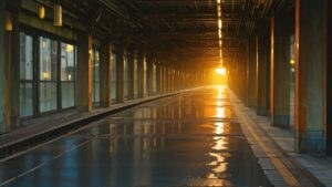 駅・プラットフォーム・雨のイラスト素材｜商用利用可