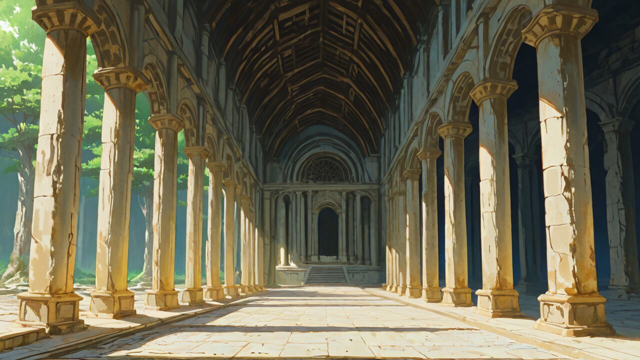 廊下・柱・石造物のイラスト素材