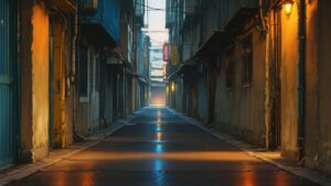 小路・建物・電線のイラスト素材｜商用利用可