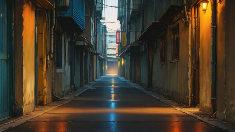 小路・建物・電線のイラスト素材｜商用利用可