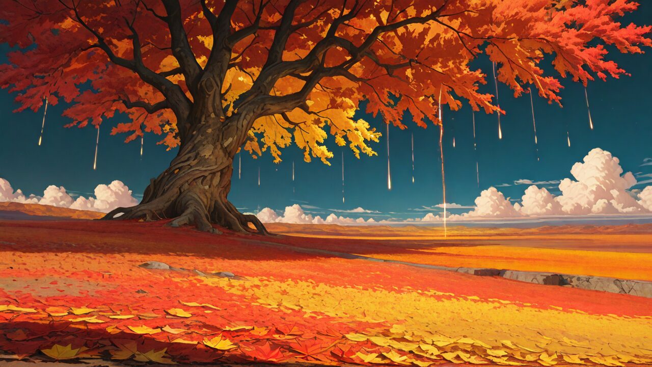 紅葉・木・空のイラスト素材