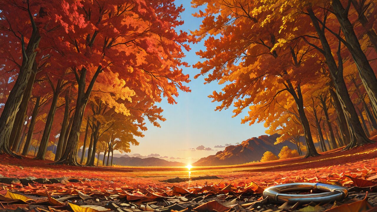 木・紅葉・山のイラスト素材