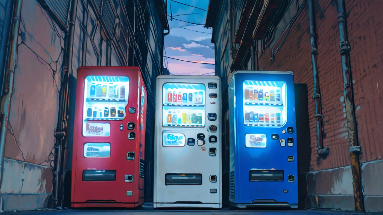 自動販売機・小巷・壁のイラスト素材
