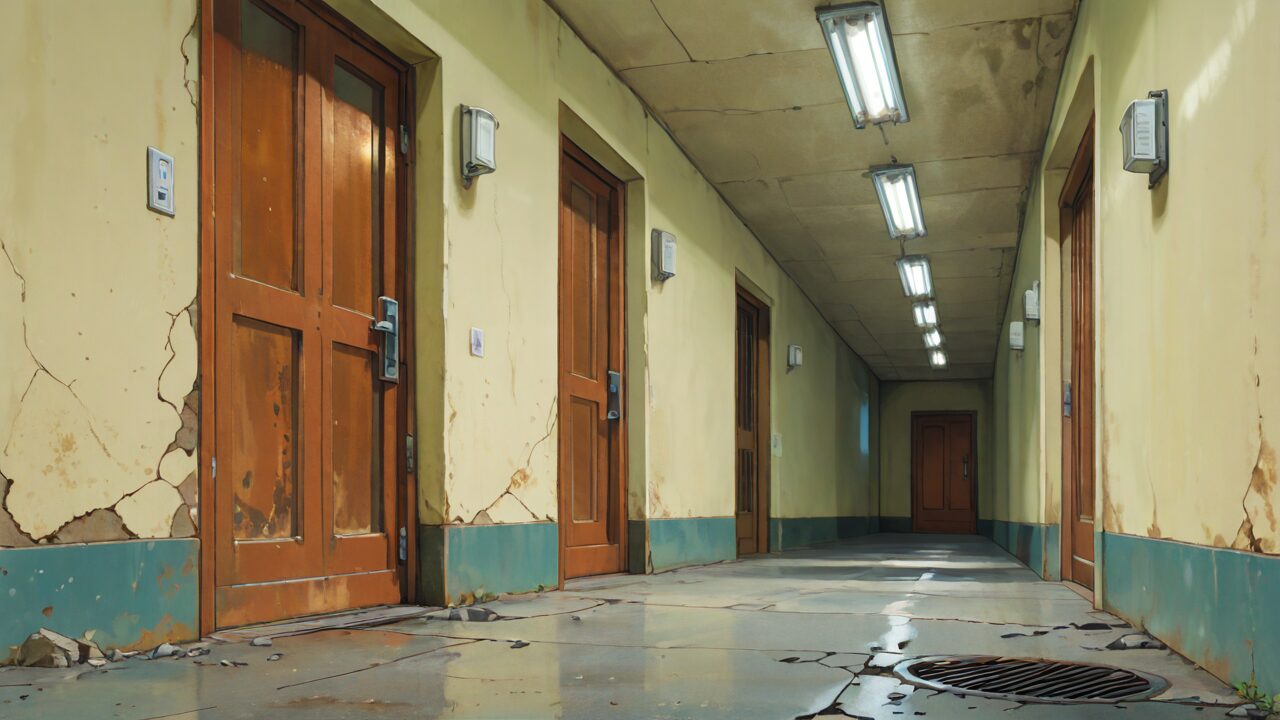 廊下・ドア・壁のイラスト素材