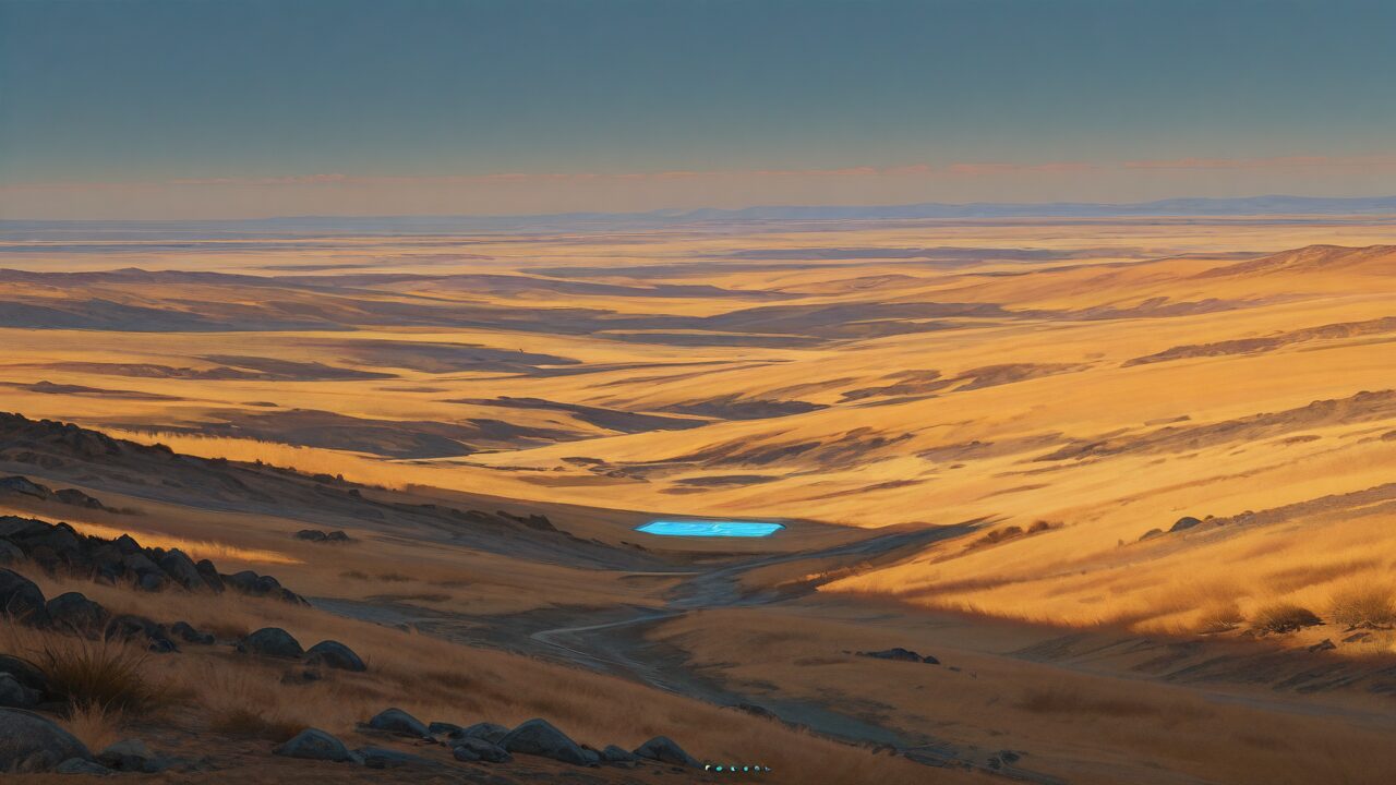 高原・草原・湖のイラスト素材