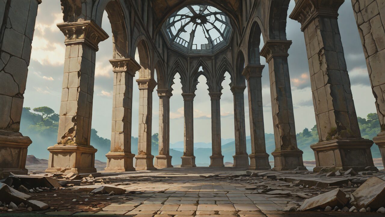 教会・石柱・遺跡のイラスト素材