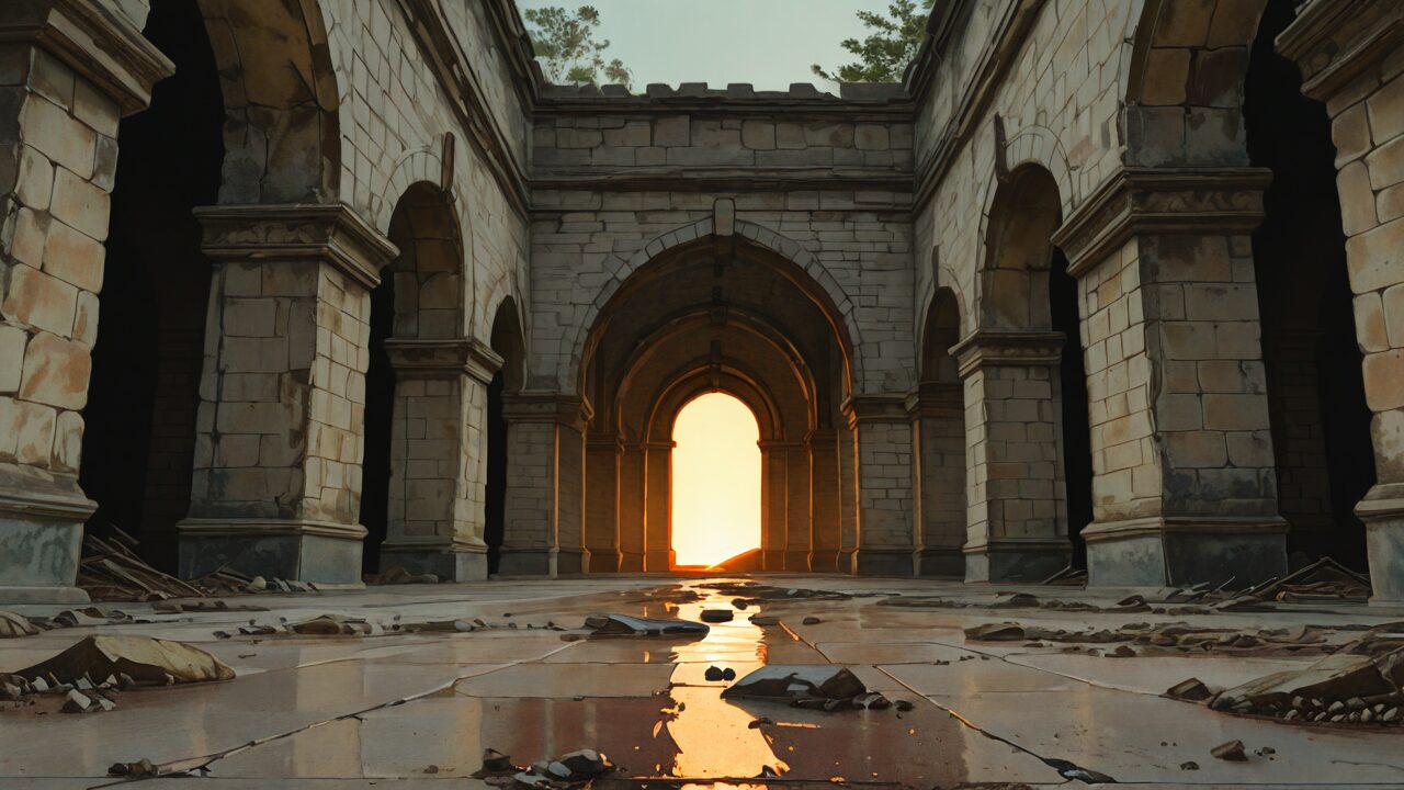 石造り・アーチ・廃墟のイラスト素材