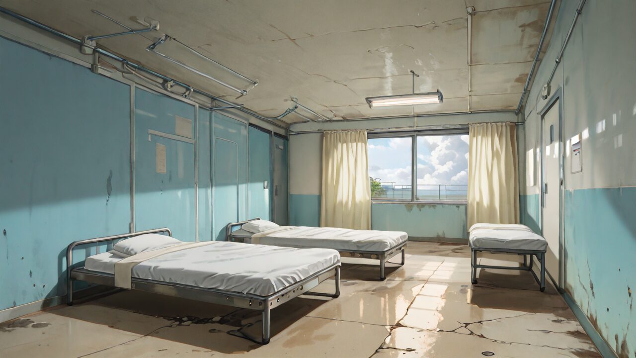 病床・病室・窓のイラスト素材