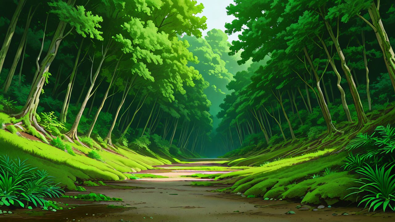 森・道・緑のイラスト素材