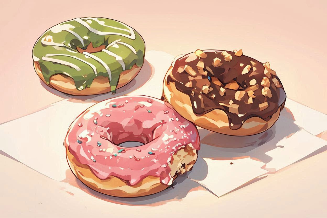 ドーナツ・アイスクリーム・甘い菓子のイラスト素材