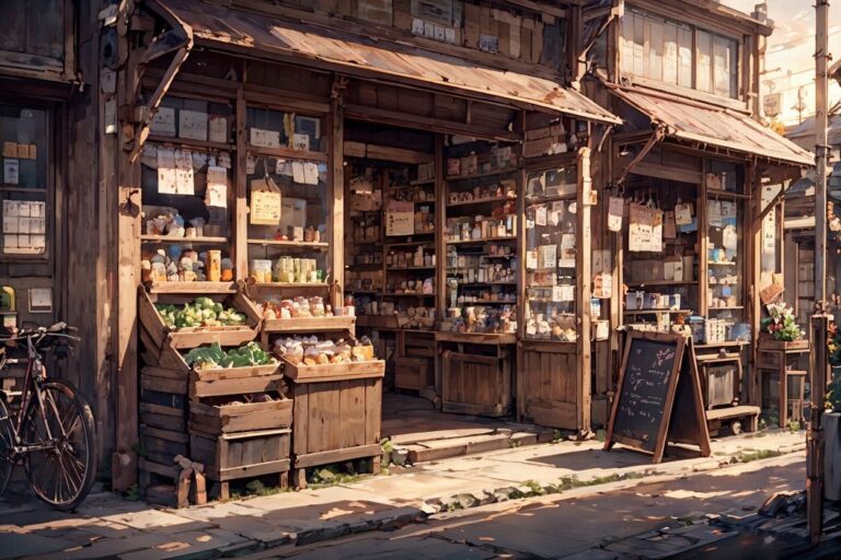 薬屋・市場・木造店舗のイラスト素材｜商用利用可