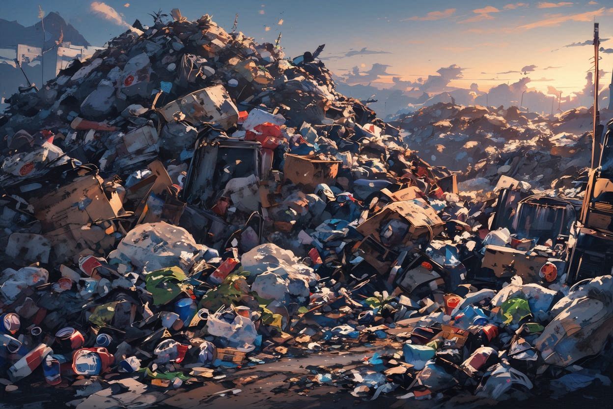 ゴミ山・廃棄物・廃棄物山のイラスト素材